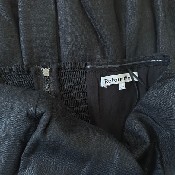 NEW Reformation Isabeli Mini Linen Strapless Dress in Black | size 4 - Picture 8 of 11